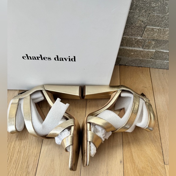 Charles David Women's Vanguard Strappy High-Heel Sandals Gold 8 - Picture 10 of 15